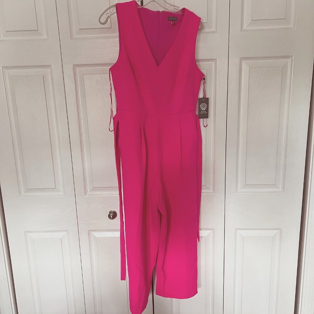 Vince Camuto V-Neck Jumpsuit with Front Tie